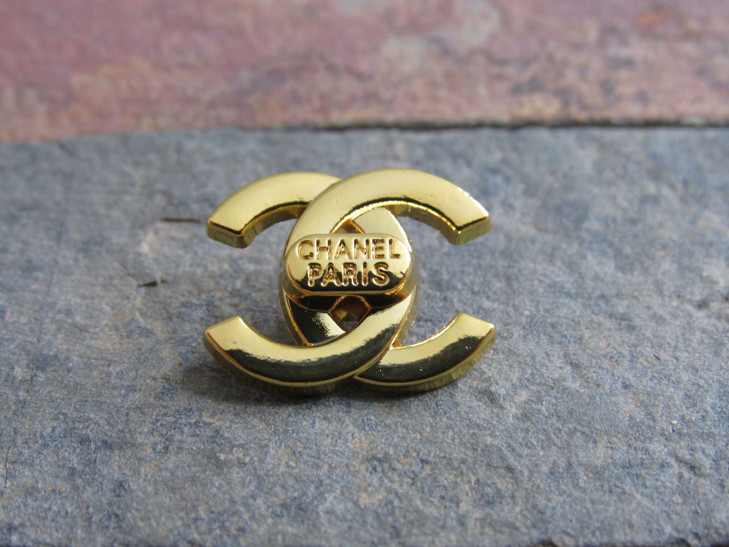 Chanel Paris Gold 18mm Stamped Retro Button!