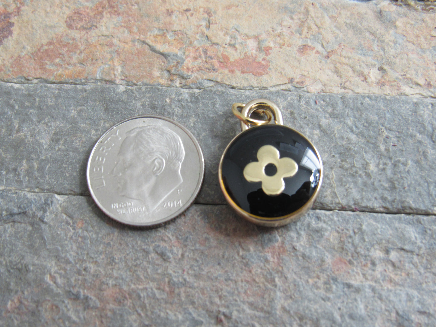 Louis Vuitton Black And Gold Clover Zipper Pull Charm Double Sides!