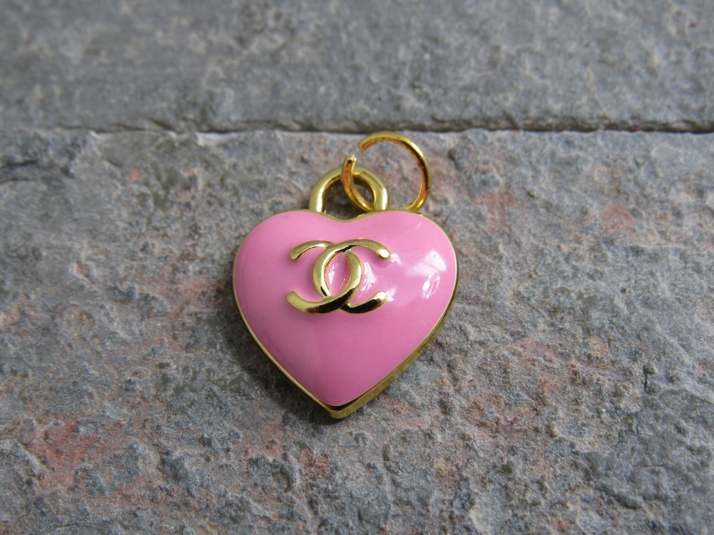 Chanel Hot Pink And Gold Baked Heart Charm Stamped Back!