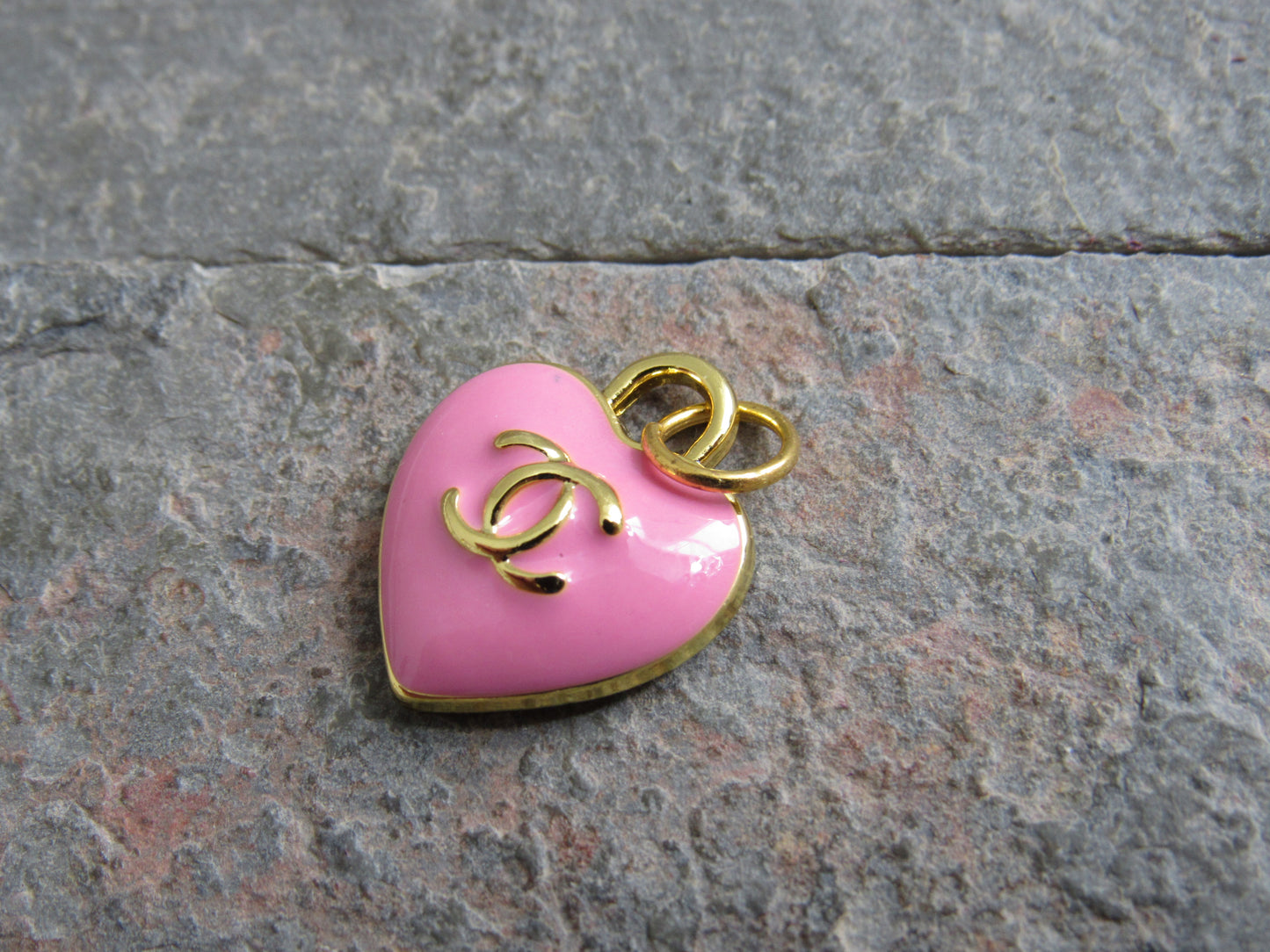 Chanel Hot Pink And Gold Baked Heart Charm Stamped Back!