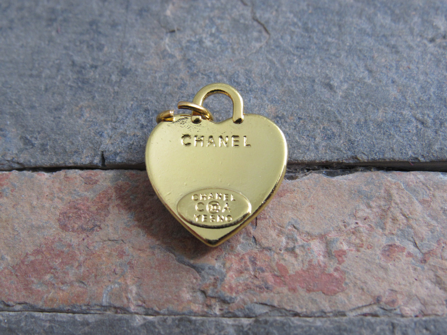 Chanel Hot Pink And Gold Baked Heart Charm Stamped Back!