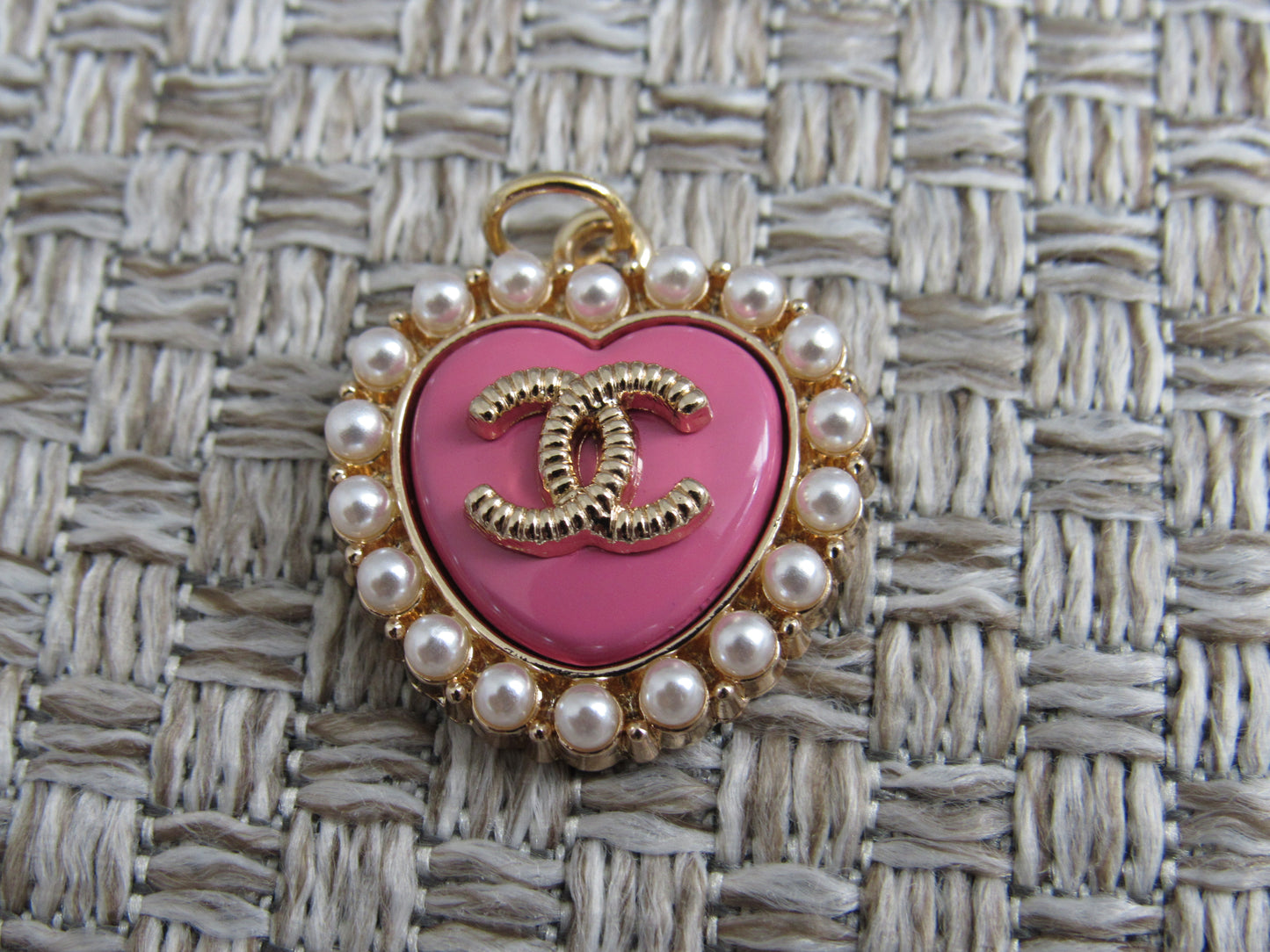 Chanel Gold Tone Stamped CC Zipper Pull Charm Pearl Inlay!