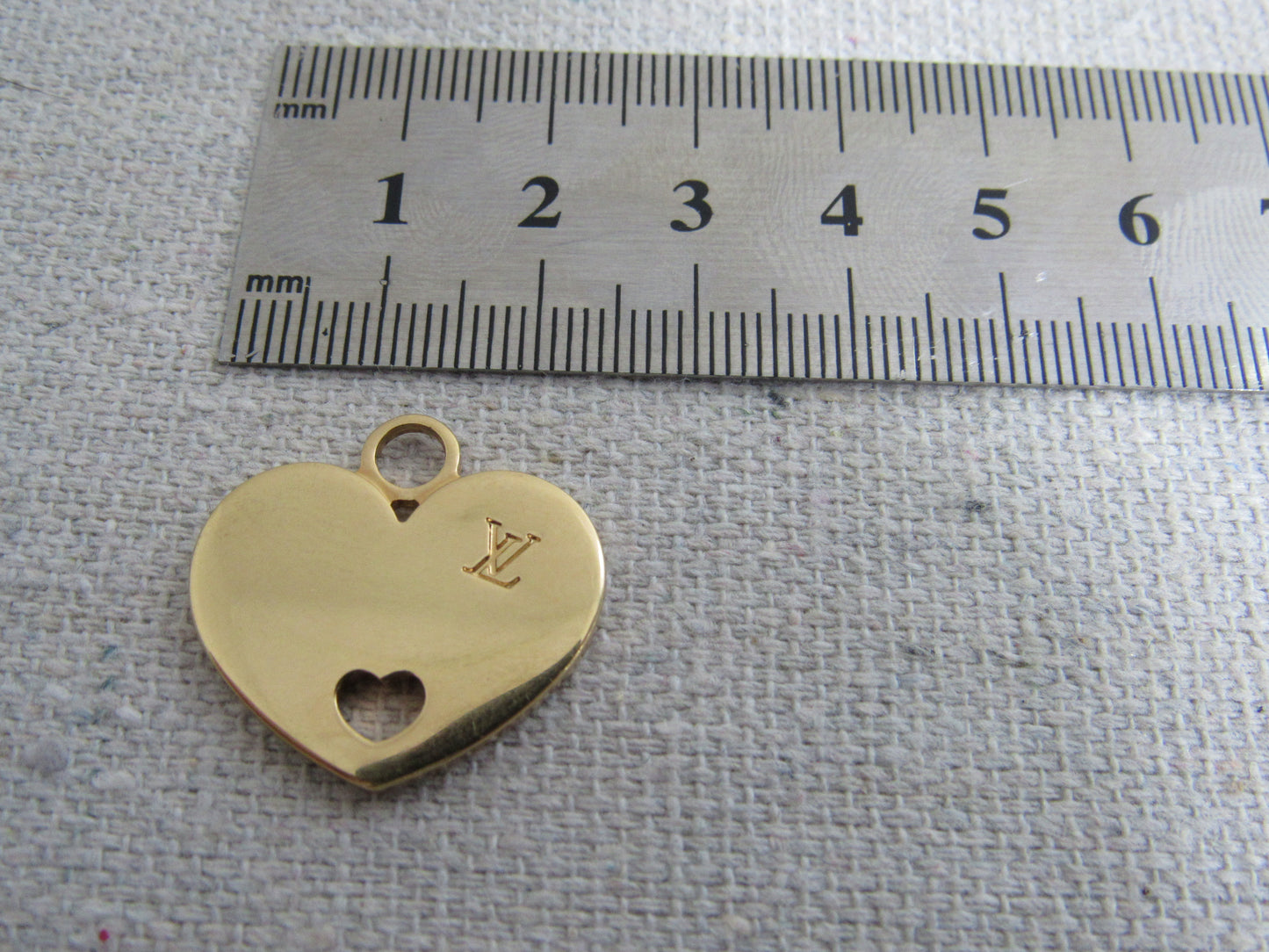 Louis Vuitton Gold Tone Engraved Double Side Heart Pendant Charm!