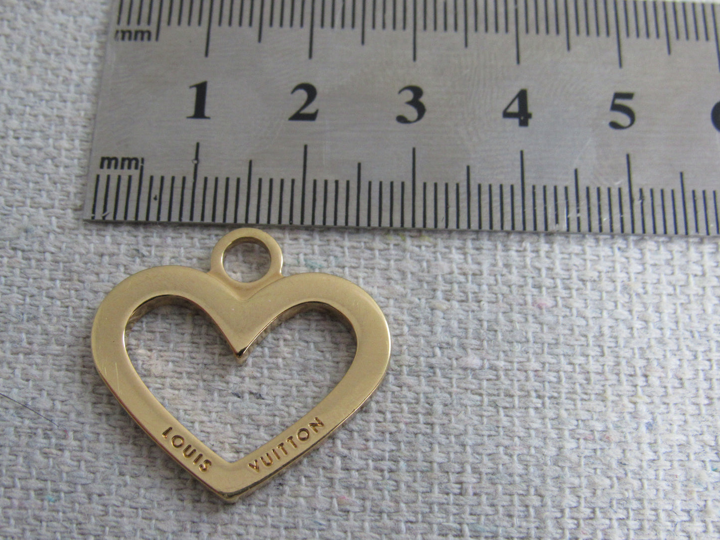 Louis Vuitton Gold Tone Engraved Double Side Heart Pendant Charm!