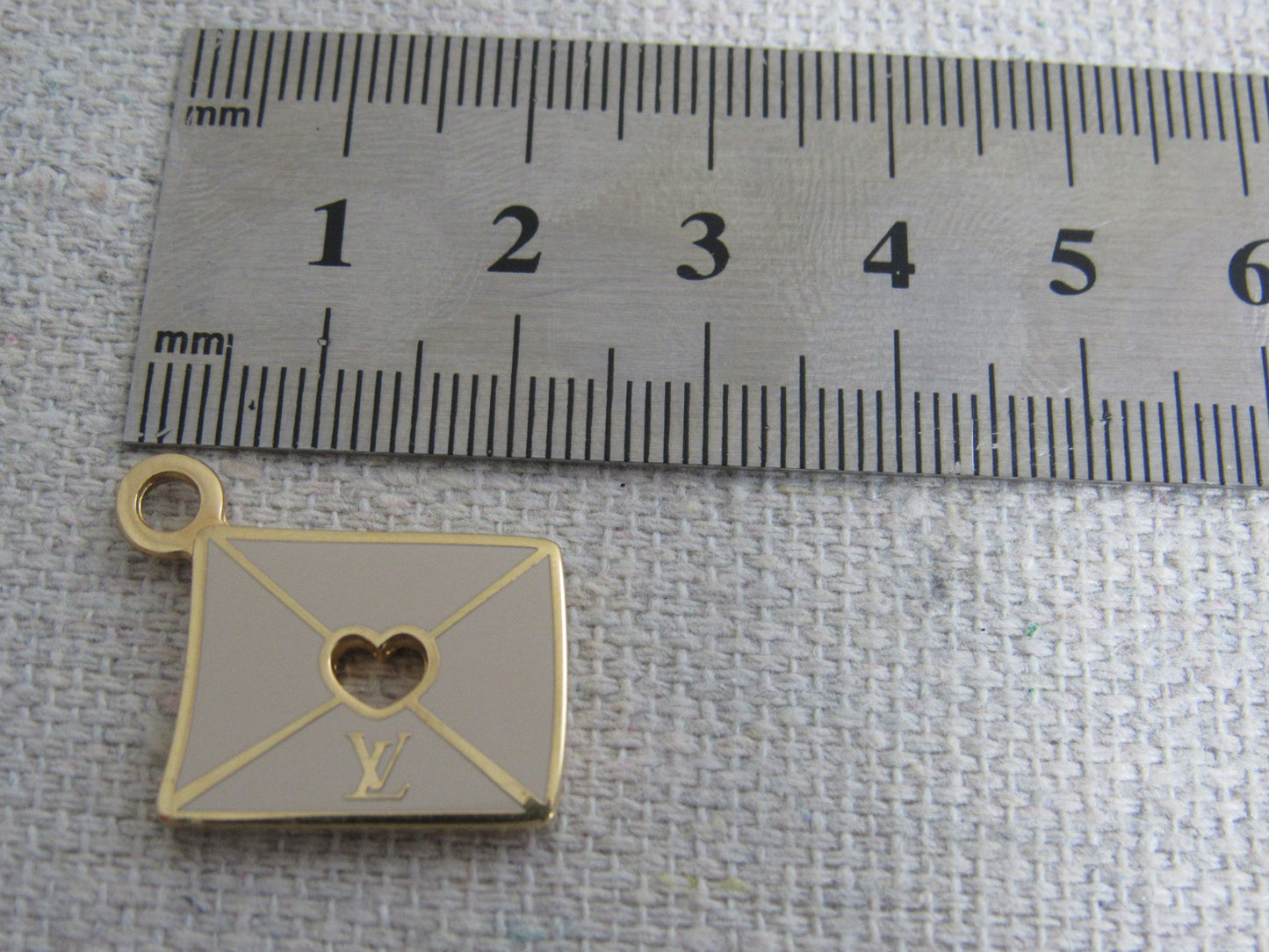 Louis Vuitton Gold Tone Double Side Envelope Heart Charm Pendant!