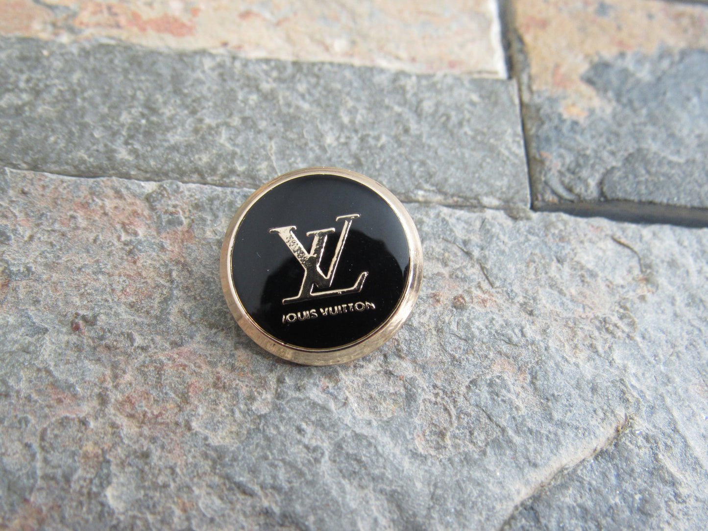 Louis Vuitton Black And Gold Tone Oval button 17mm Stamped!