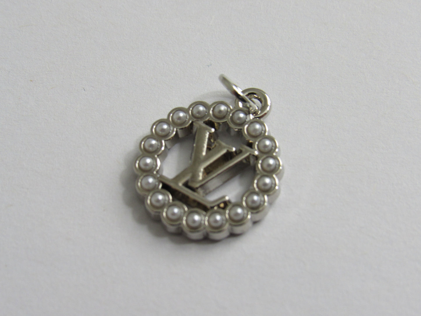 Retro Louis Vuitton Silver Tone Pearl Lined Oval Zipper Pull Charm!