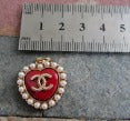 Chanel Retro Red Pearl Lined Heart Shaped Zipper Pull Charm!