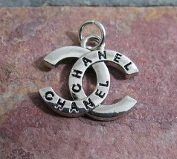 Chanel Silver Tone Script Engraved CC Zipper Pull Charm!