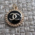 Chanel Retro Oval Black and Gold Tone Zipper Pull Charm Stamped!