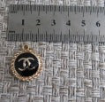 Chanel Retro Oval Black and Gold Tone Zipper Pull Charm Stamped!