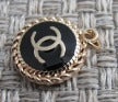 Chanel Retro Oval Black and Gold Tone Zipper Pull Charm Stamped!