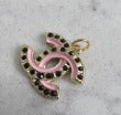 Chanel Pink And Gold Tone Onyx Lined CC Zipper Pull Charm Stamped!