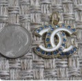 Chanel White And Blue Gold Tone CC Zipper Pull Charm