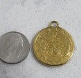 Versace Vintage Etched Medusa Gold Tone Coin Charm Pendant!