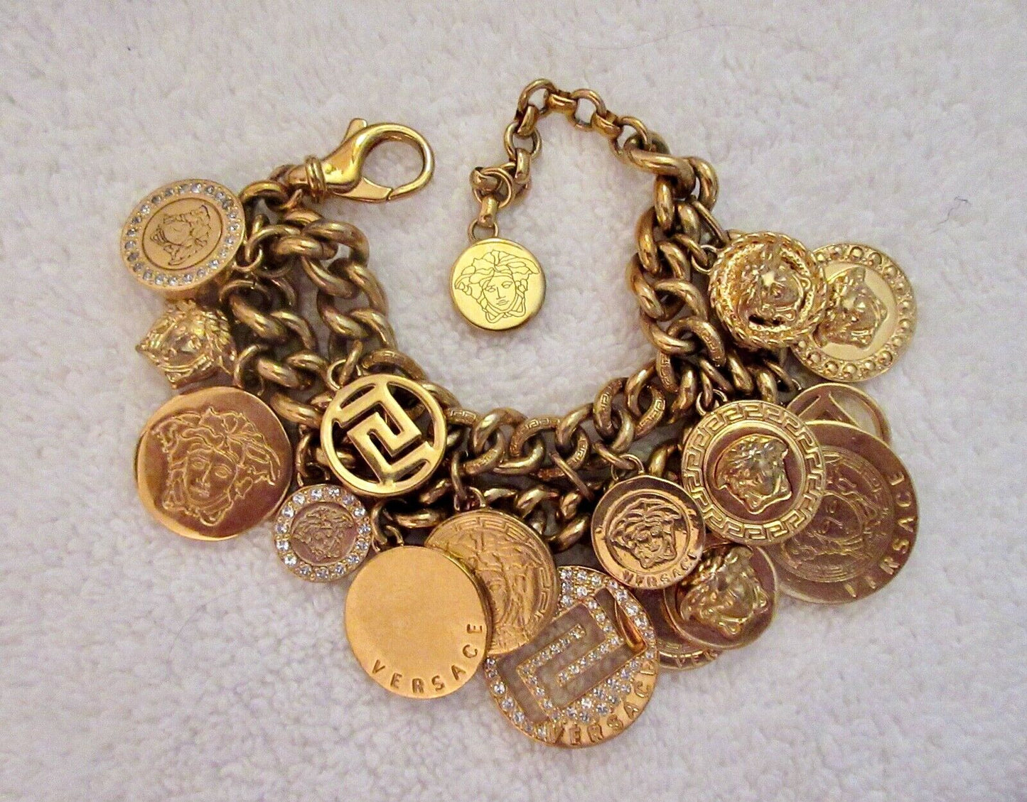 Vintage Gold Tone Versace Maze Motif Pendant Charm!