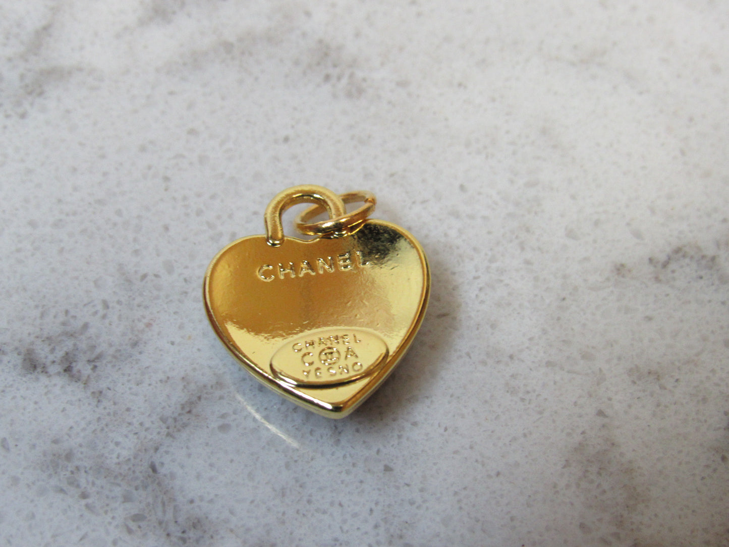 Chanel Black And Gold Baked Heart Handbag Charm 15mm!