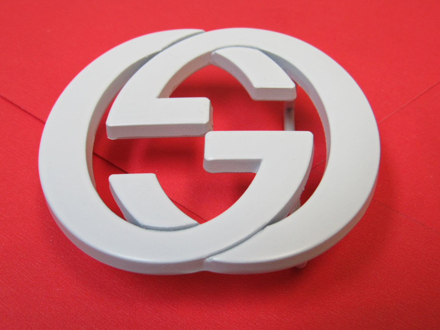 Gucci White Steel Interlocking G Replacement Belt Buckle Upcycled!