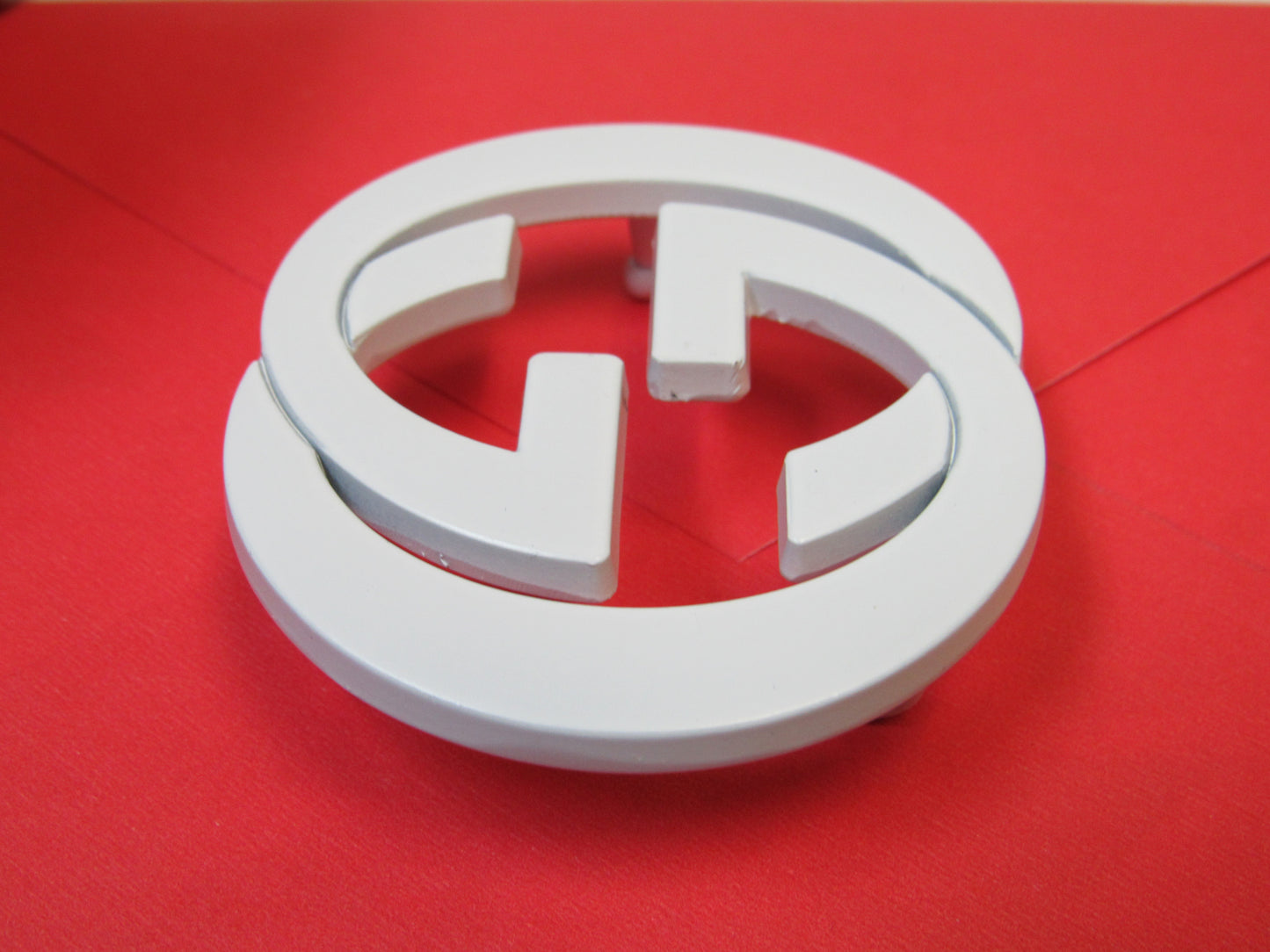 Gucci White Steel Interlocking G Replacement Belt Buckle Upcycled!