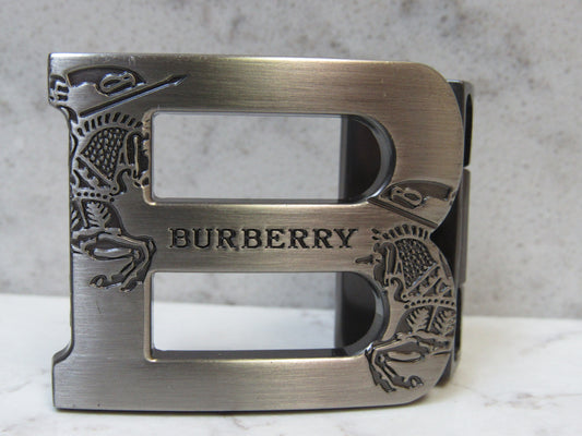 Burberry Pewter Clasp Style Engraved Belt Buckle!