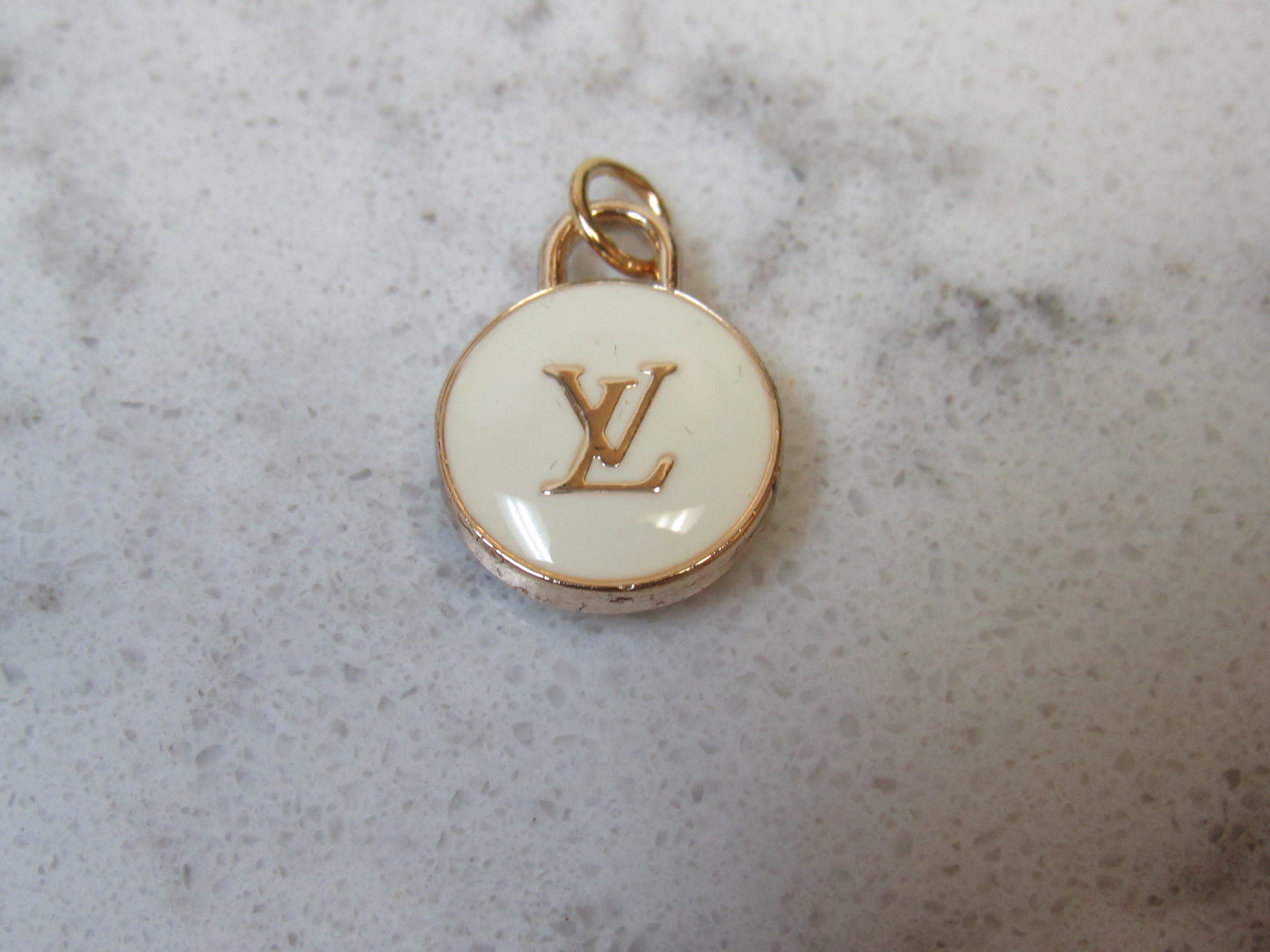 15mm Rare Louis Vuitton Genuine Cream Double Sided Charm Pendant Pull For Necklaces Or Handbags!