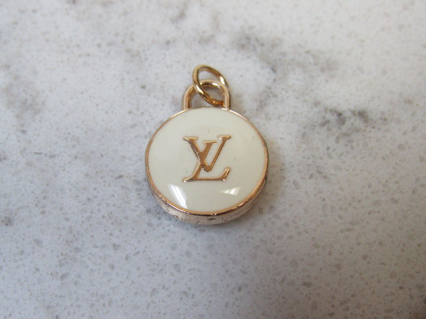 15mm Rare Louis Vuitton Genuine Cream Double Sided Charm Pendant Pull For Necklaces Or Handbags!