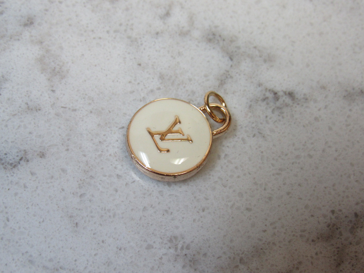 15mm Rare Louis Vuitton Genuine Cream Double Sided Charm Pendant Pull For Necklaces Or Handbags!