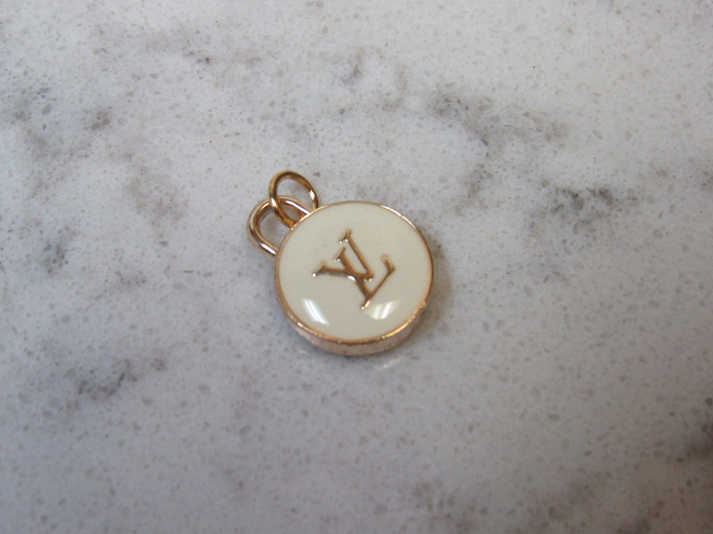 15mm Rare Louis Vuitton Genuine Cream Double Sided Charm Pendant Pull For Necklaces Or Handbags!