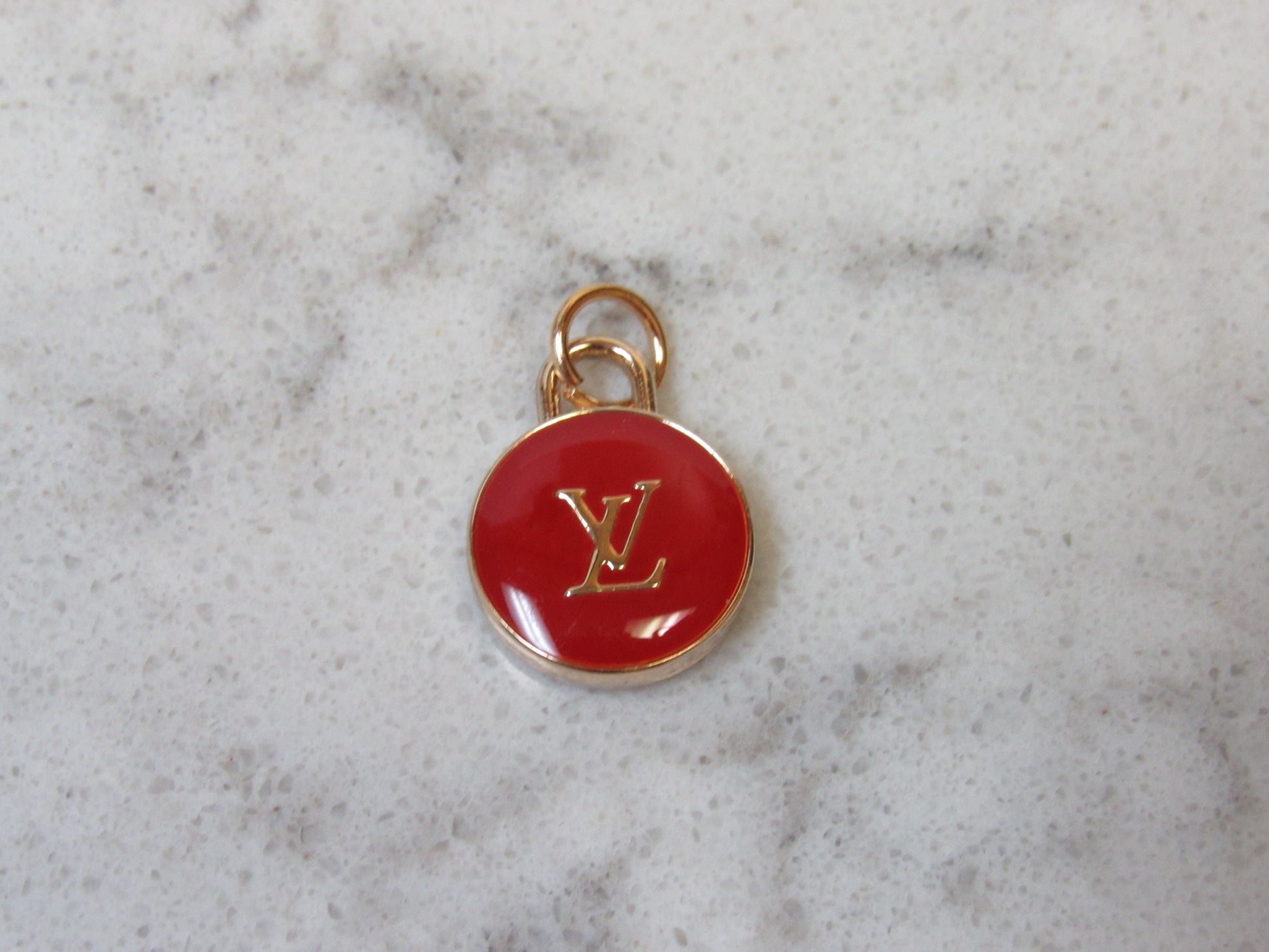 Louis Vuitton Red And Gold Double Sided Designer Zipper Pull Charm