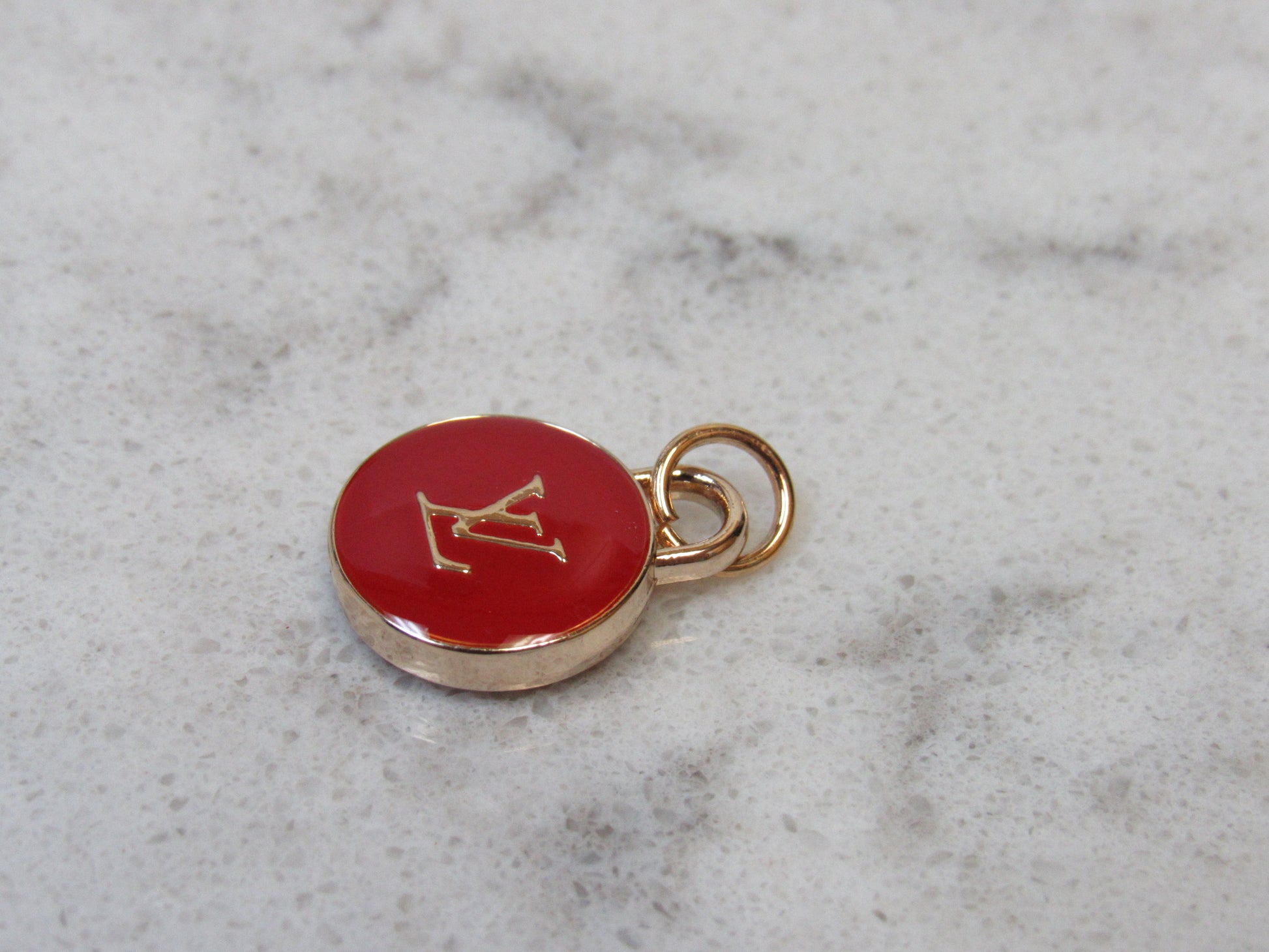Louis Vuitton LV Circle Red Round Button Zipperpull LV Double-sided