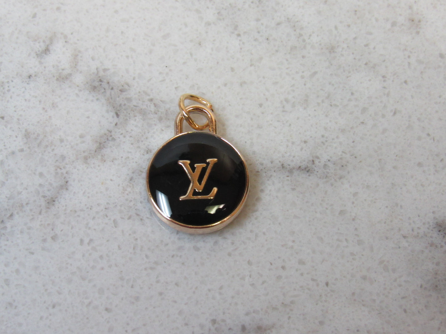 Louis Vuitton Zipper Pull Pendant, Round, Brown, Gold, Double Sided, 15mm