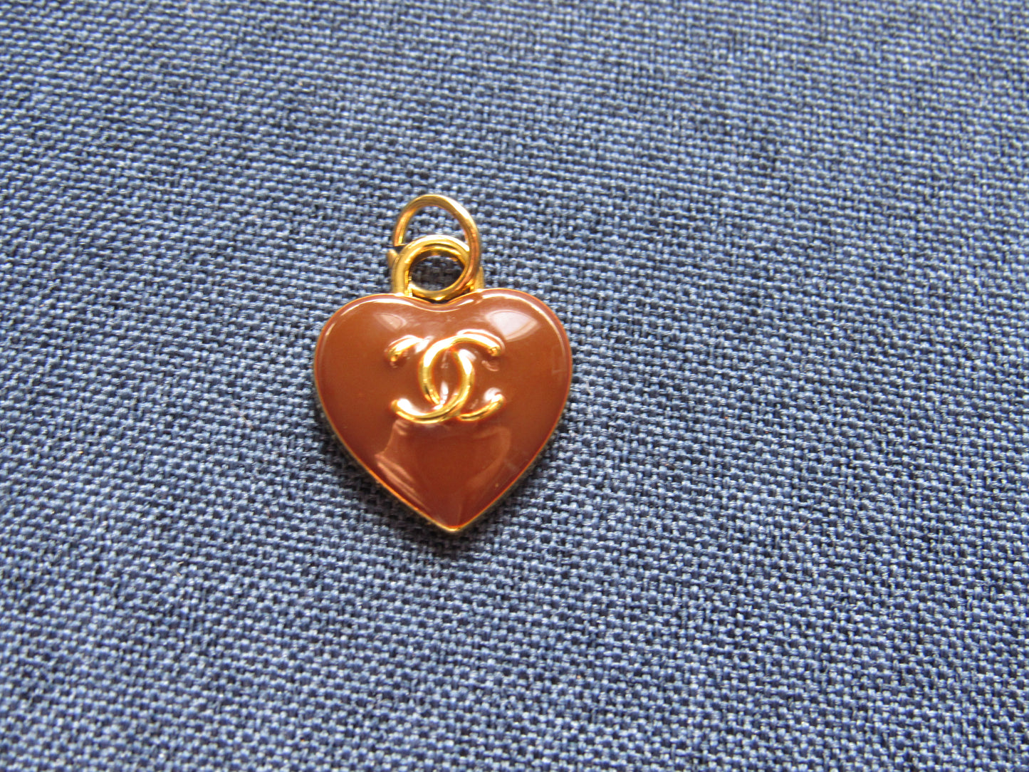 Chanel Brown And Gold Heart Pendant Charm Zipper Pull!