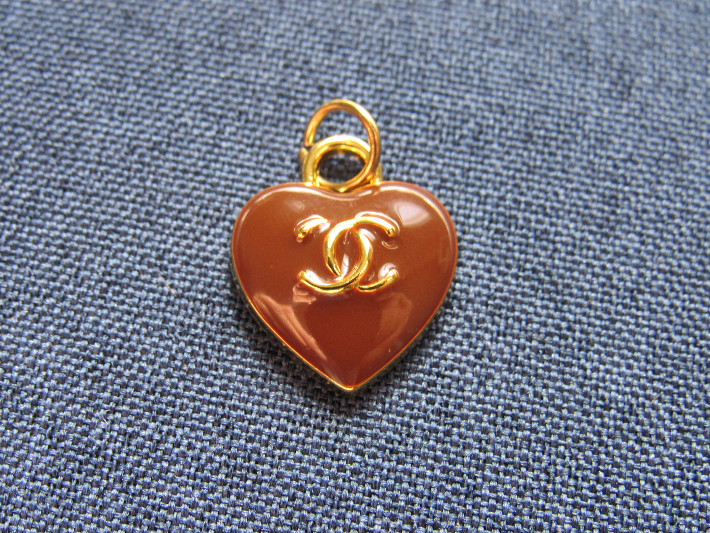 Chanel Brown And Gold Heart Pendant Charm Zipper Pull!