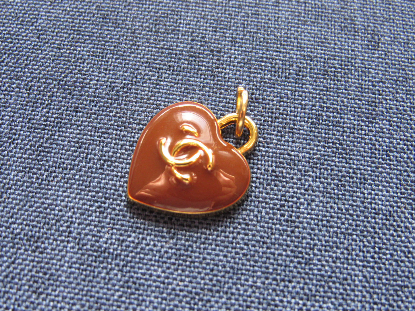 Chanel Brown And Gold Heart Pendant Charm Zipper Pull!